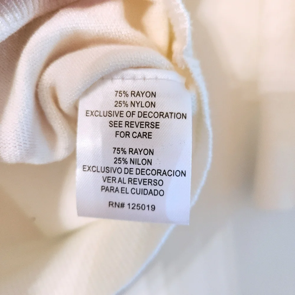 Joseph A. Creamy White Button-Up Sweater w/ Black Floral & Gold Beaded Design - Picture 5 of 7